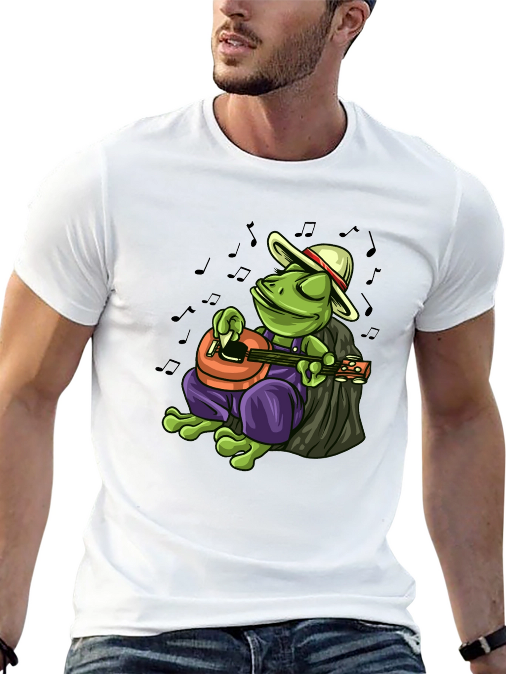 Cool Frog Musician Graphic T-Shirt