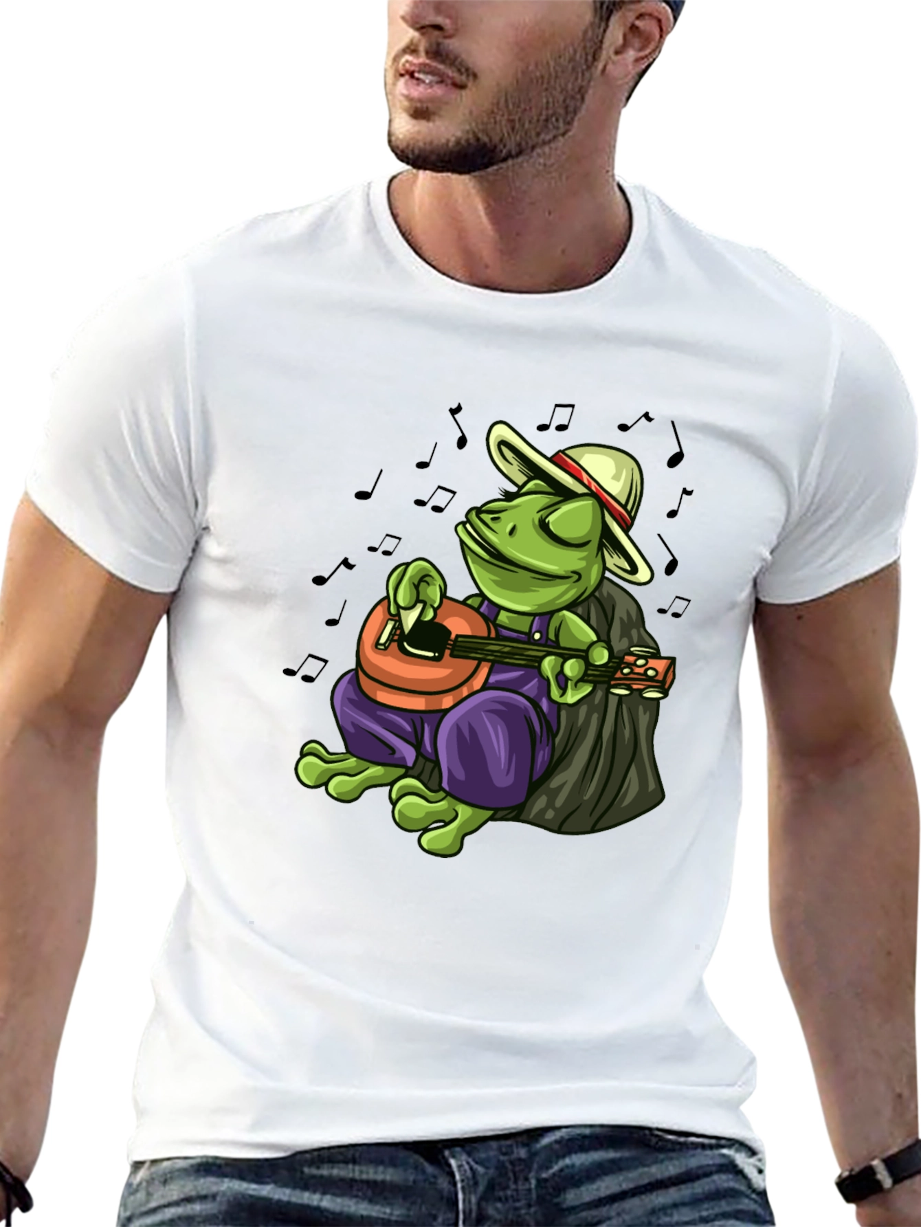 Cool Frog Musician Graphic T-Shirt