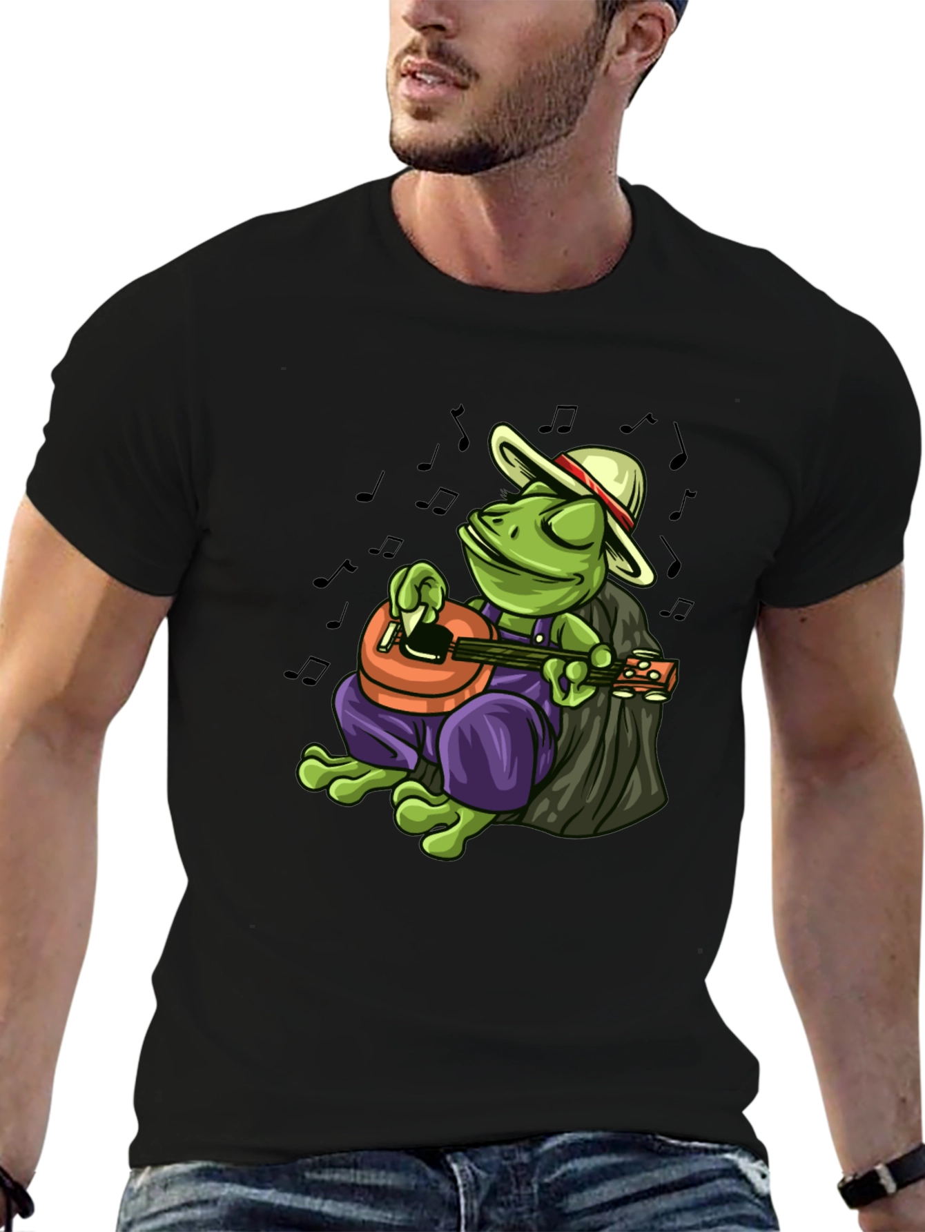 Cool Frog Musician Graphic T-Shirt