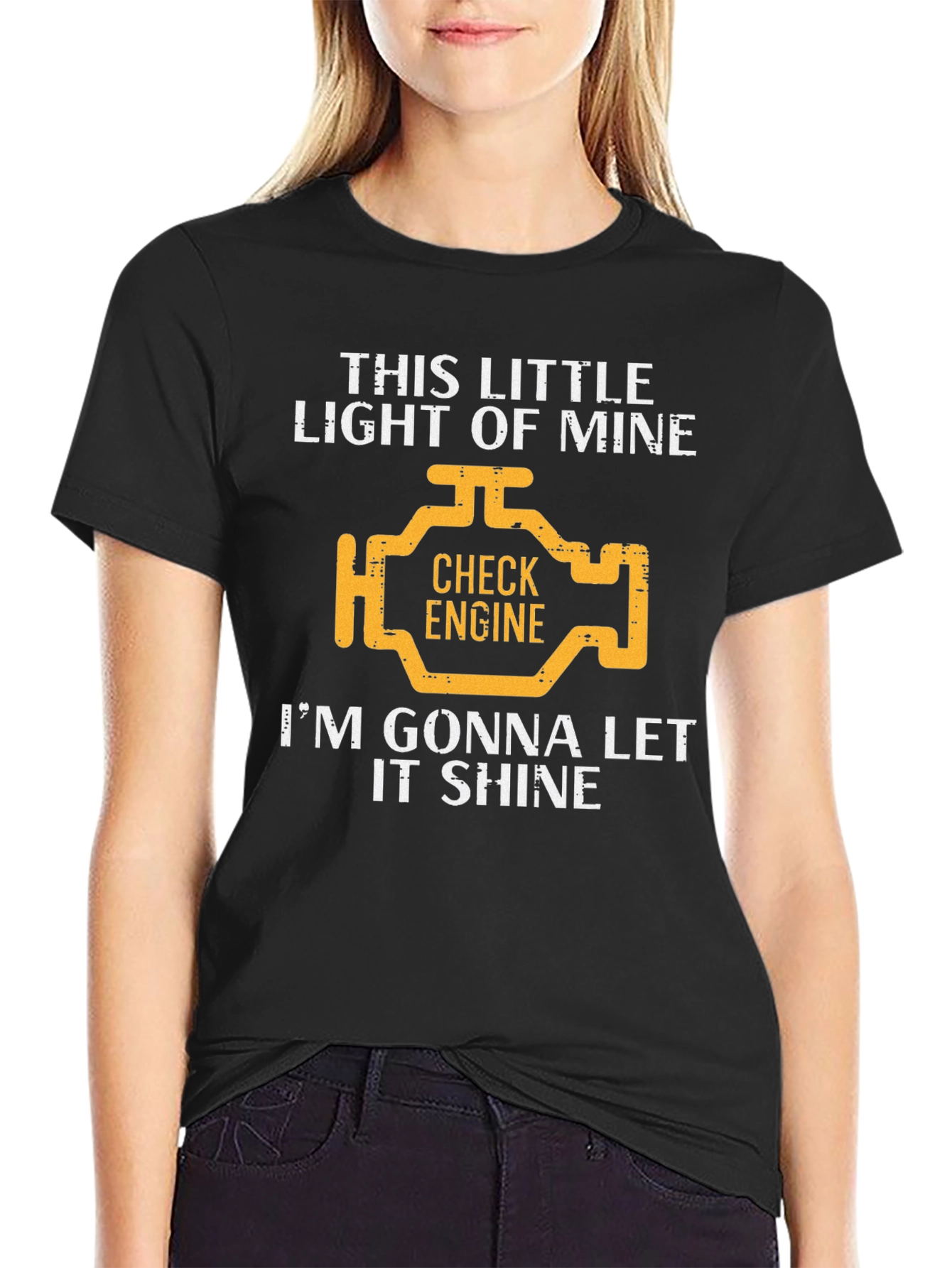 Check Engine Light Graphic T-Shirt - Let It Shine!