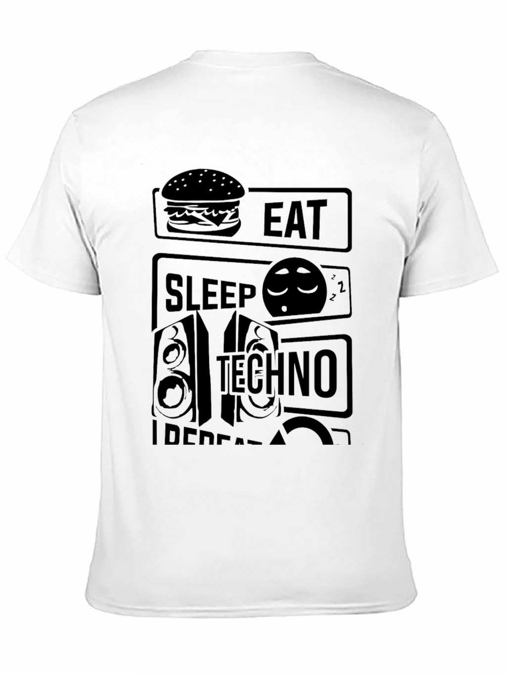 Eat Sleep Techno Repeat Black Graphic Tee