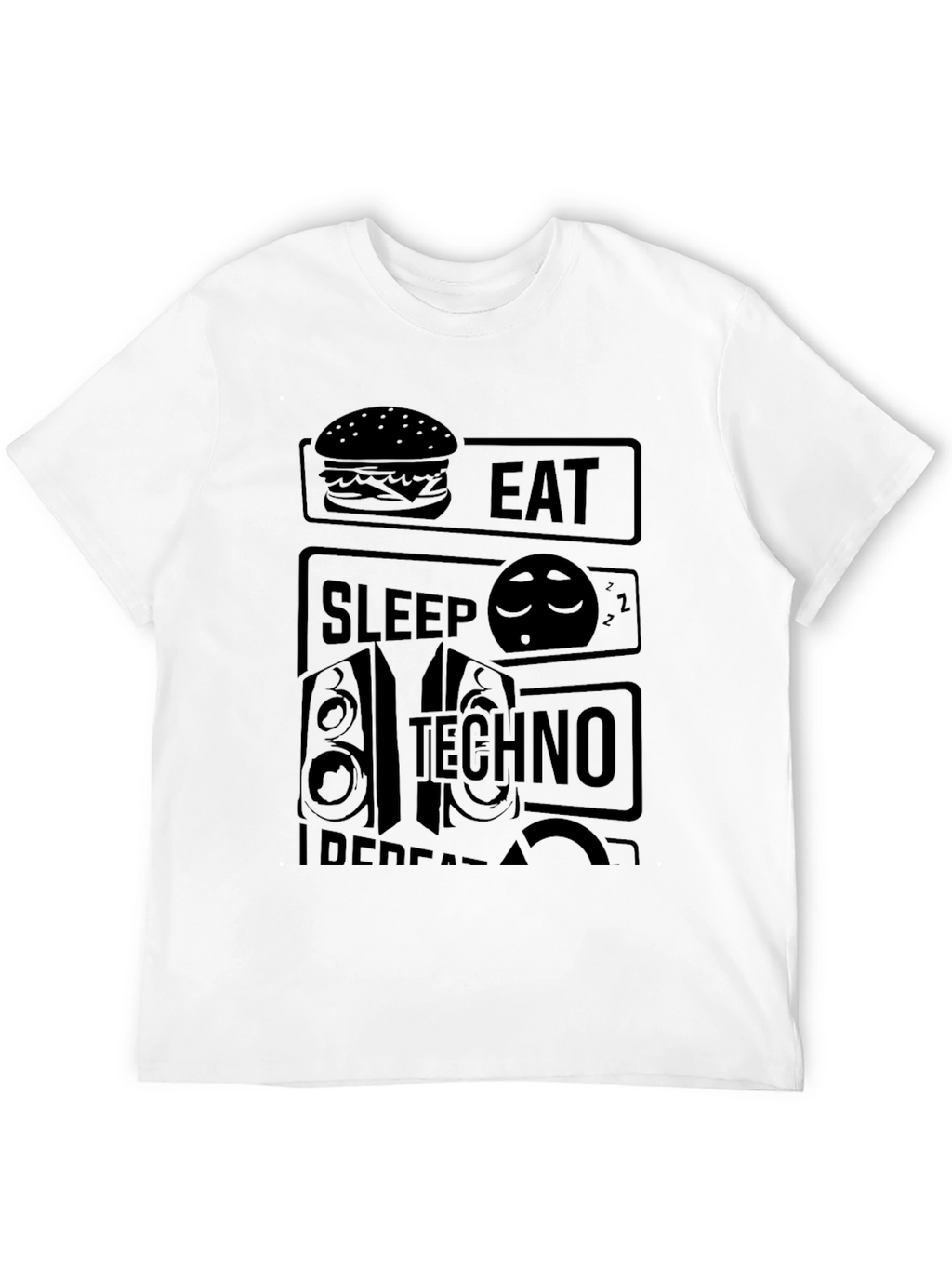 Eat Sleep Techno Repeat Black Graphic Tee