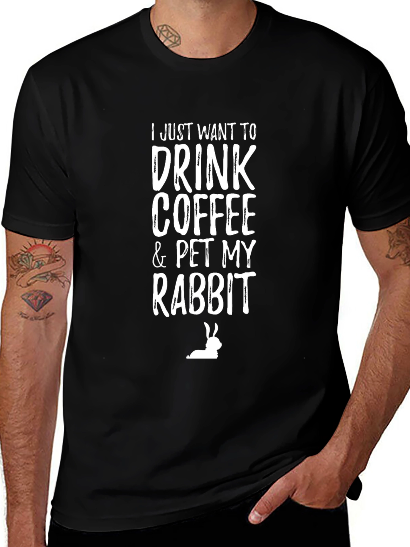 Coffee & Rabbit T-Shirt - Black Graphic Tee
