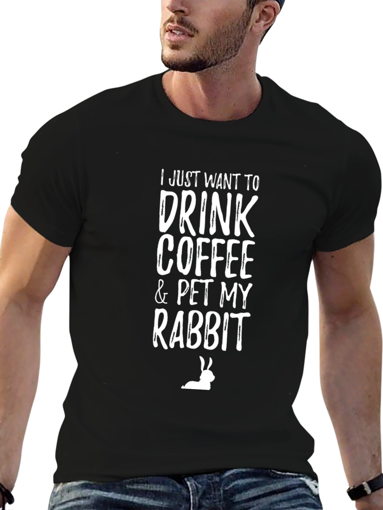 Coffee & Rabbit T-Shirt - Black Graphic Tee
