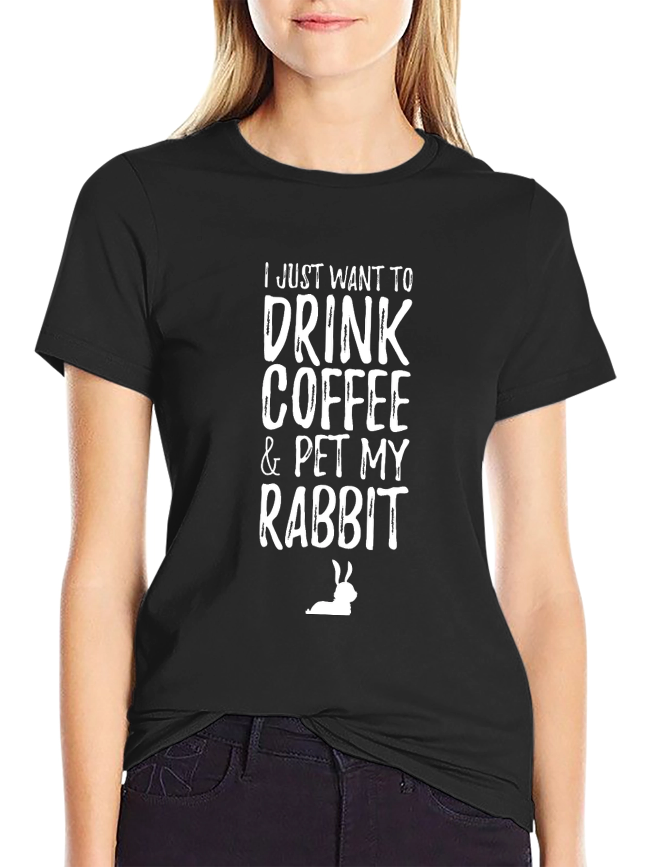 Coffee & Rabbit T-Shirt - Black Graphic Tee