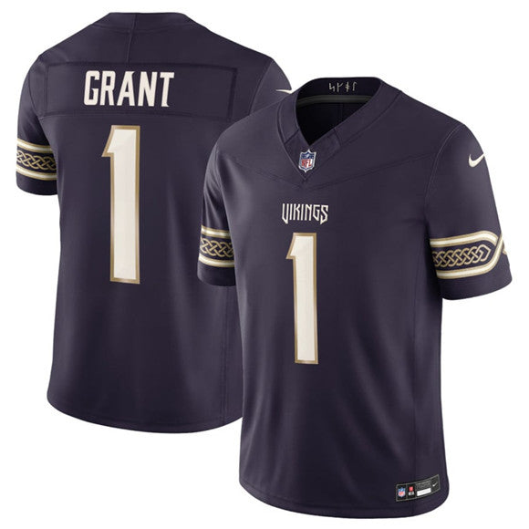 Men's Minnesota Vikings #1 Bud Grant Deep Purple 2026 F.U.S.E. Rivalries Collection Limited Football Stitched Jersey