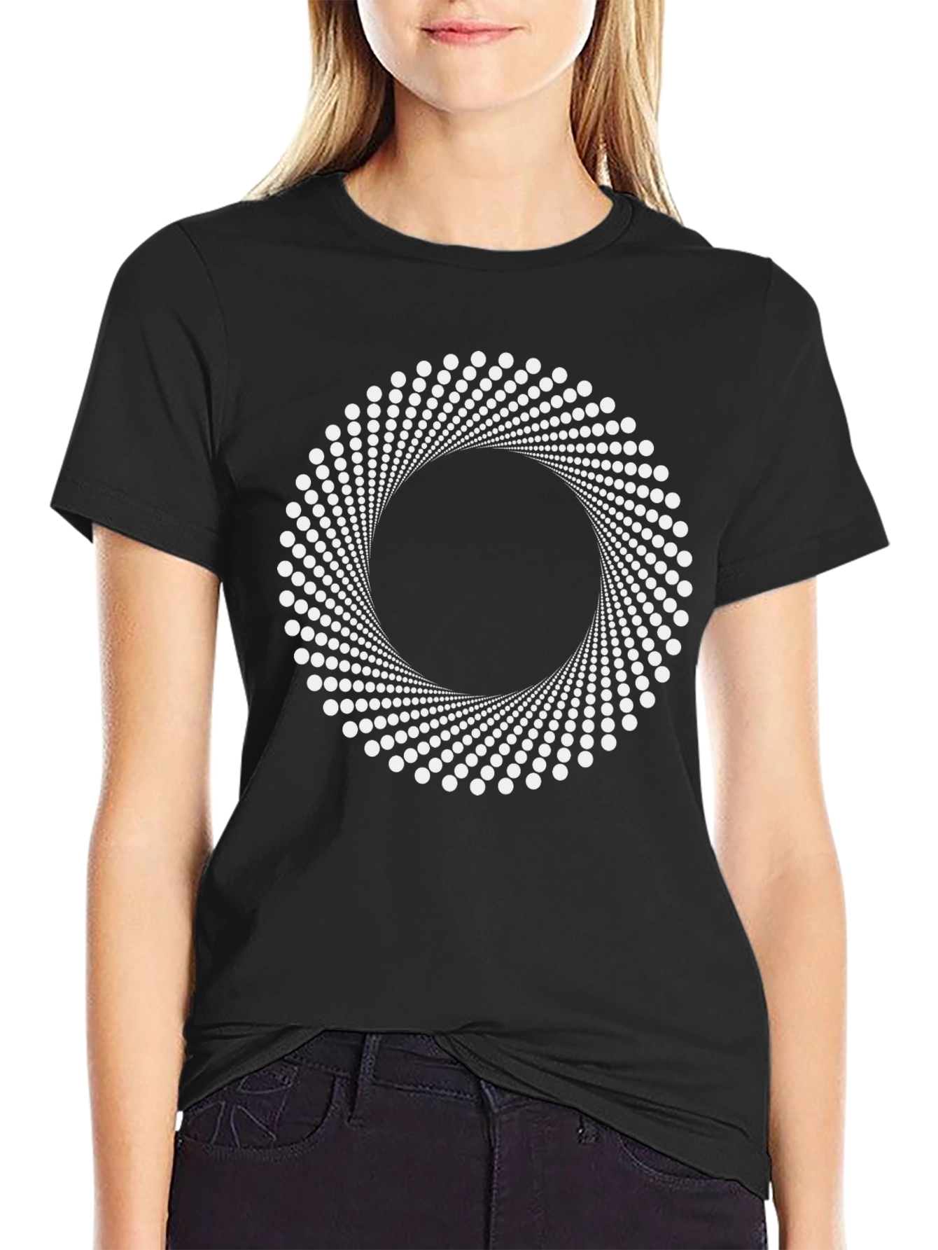 Hypnotic Circle Graphic Tee - Black Cotton T-Shirt