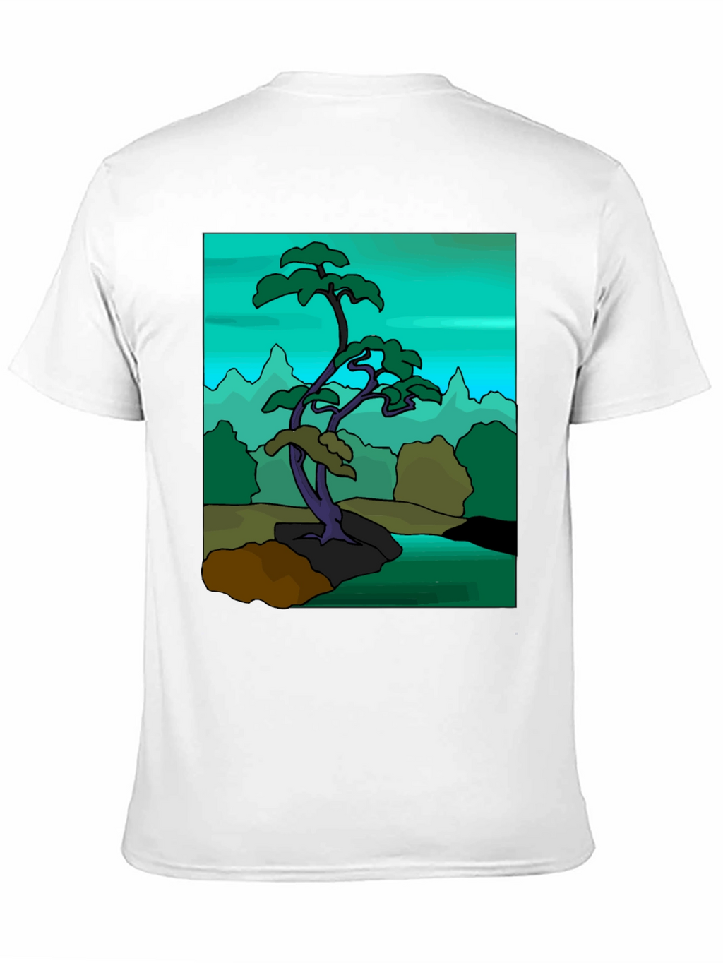 Artistic Bonsai Tree Graphic T-Shirt - Black
