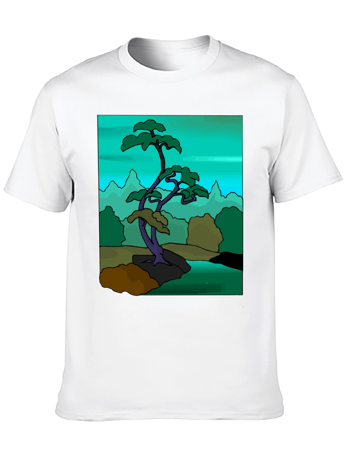 Artistic Bonsai Tree Graphic T-Shirt - Black
