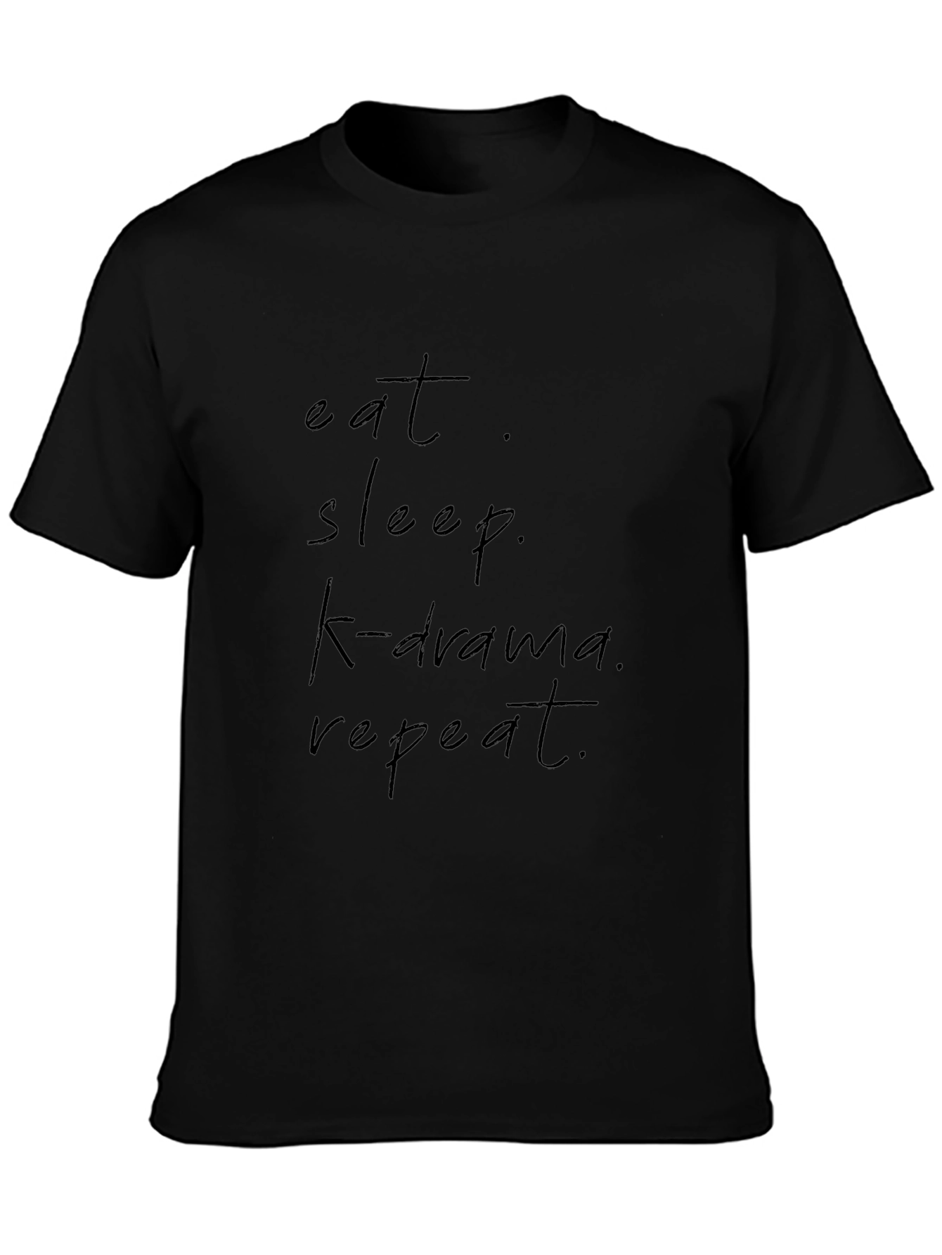 Eat Sleep K-Drama Repeat Black Graphic Tee