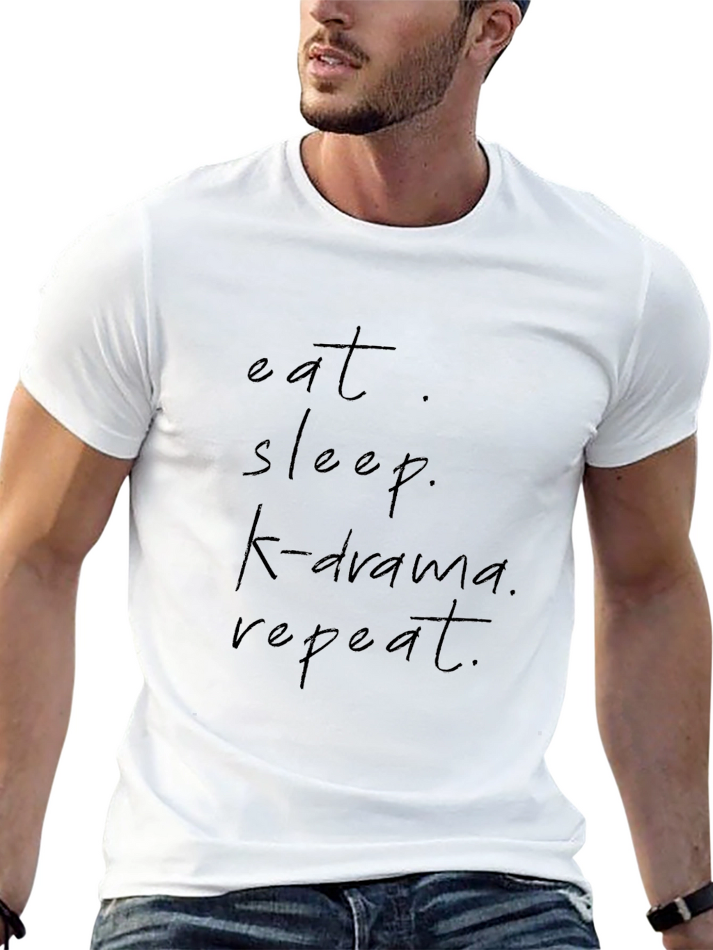 Eat Sleep K-Drama Repeat Black Graphic Tee