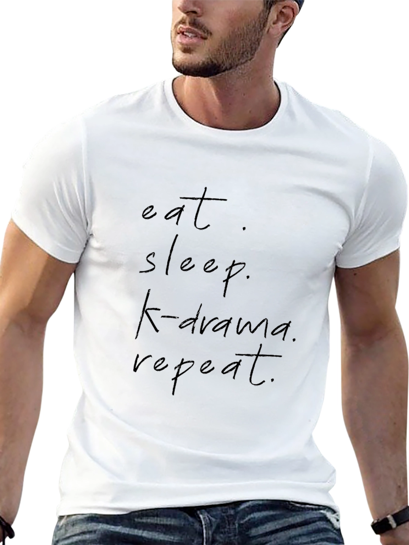Eat Sleep K-Drama Repeat Black Graphic Tee
