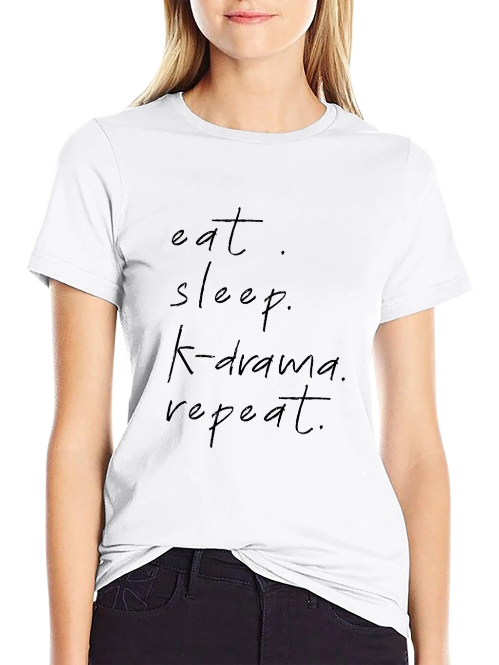 Eat Sleep K-Drama Repeat Black Graphic Tee