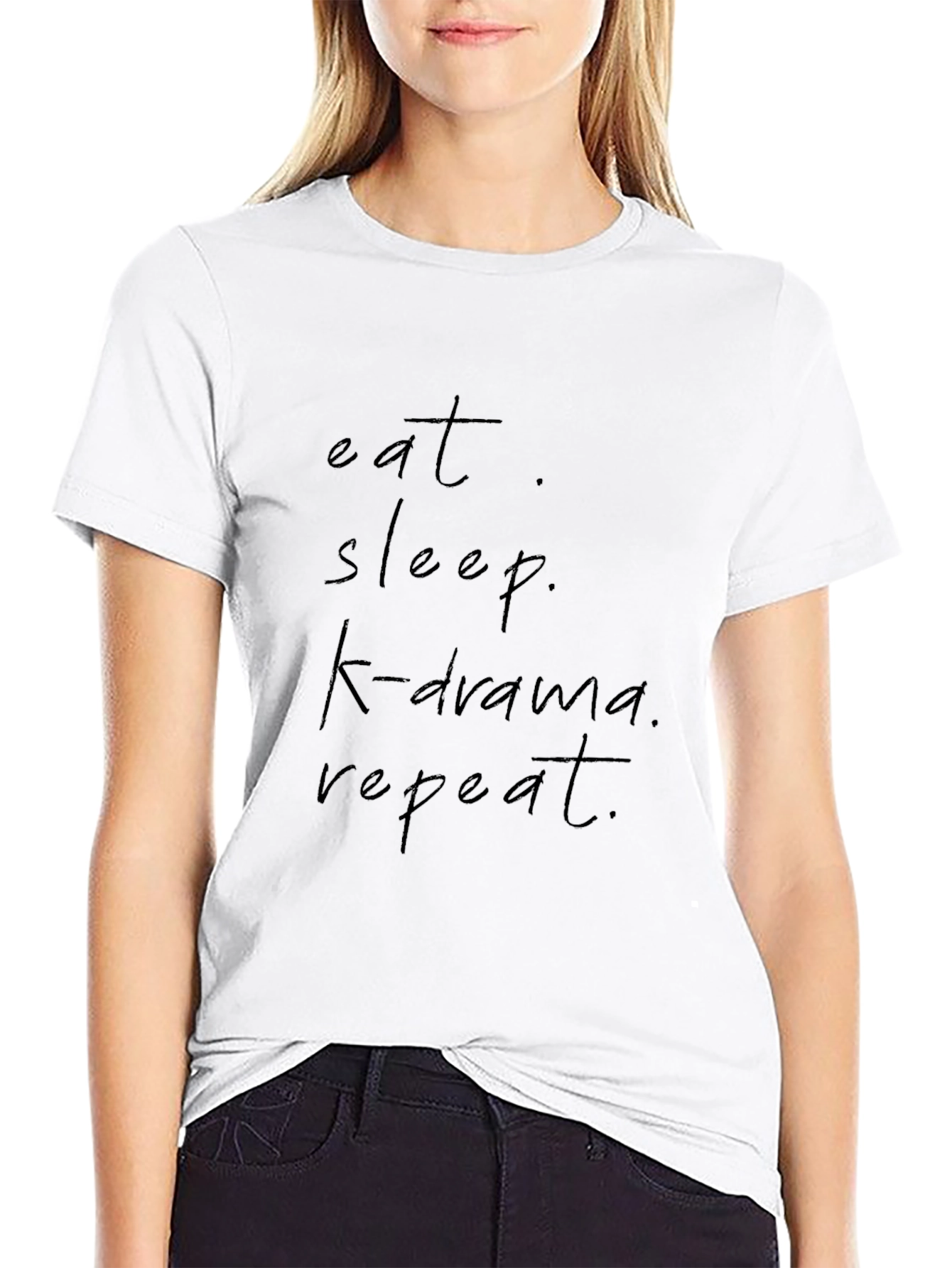Eat Sleep K-Drama Repeat Black Graphic Tee