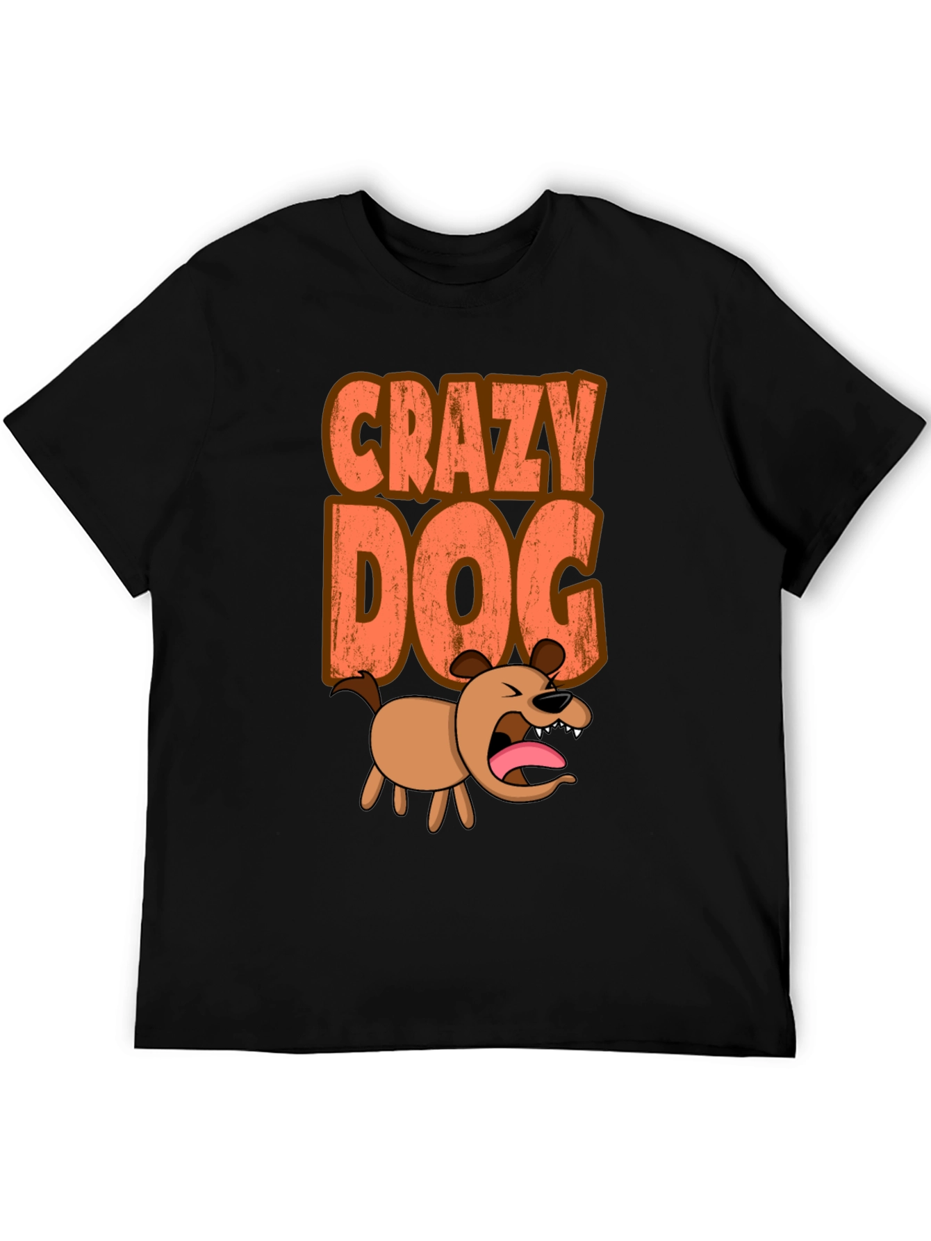 Crazy Dog Graphic Tee - Black Short Sleeve Shirt