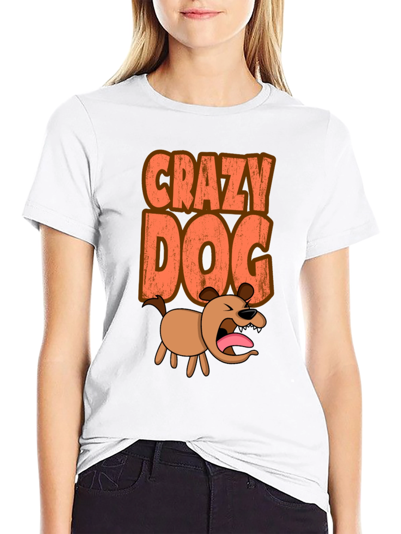 Crazy Dog Graphic Tee - Black Short Sleeve Shirt