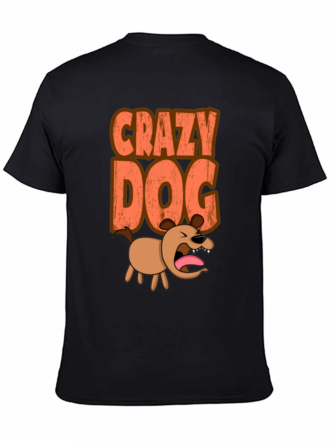 Crazy Dog Graphic Tee - Black Short Sleeve Shirt