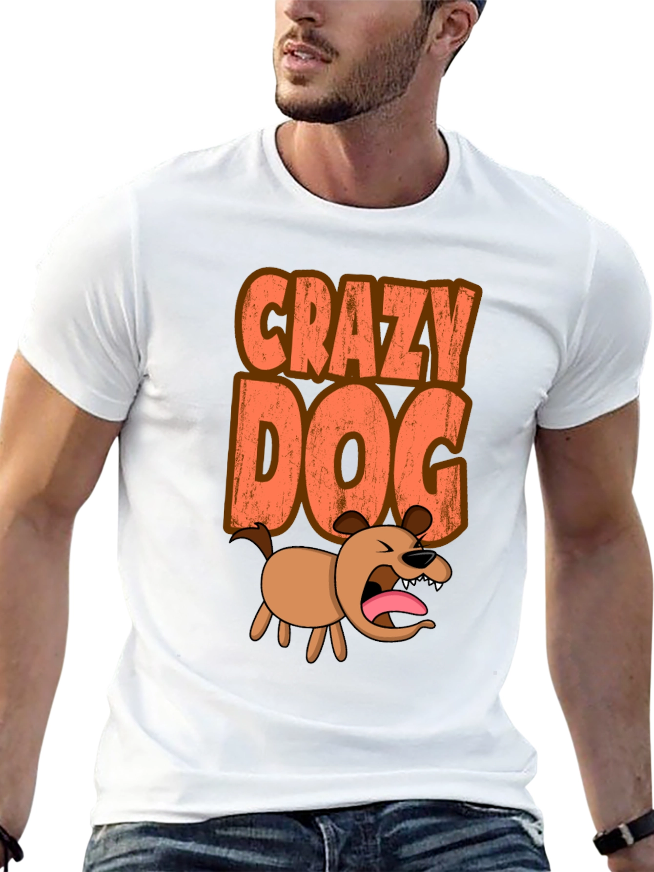 Crazy Dog Graphic Tee - Black Short Sleeve Shirt