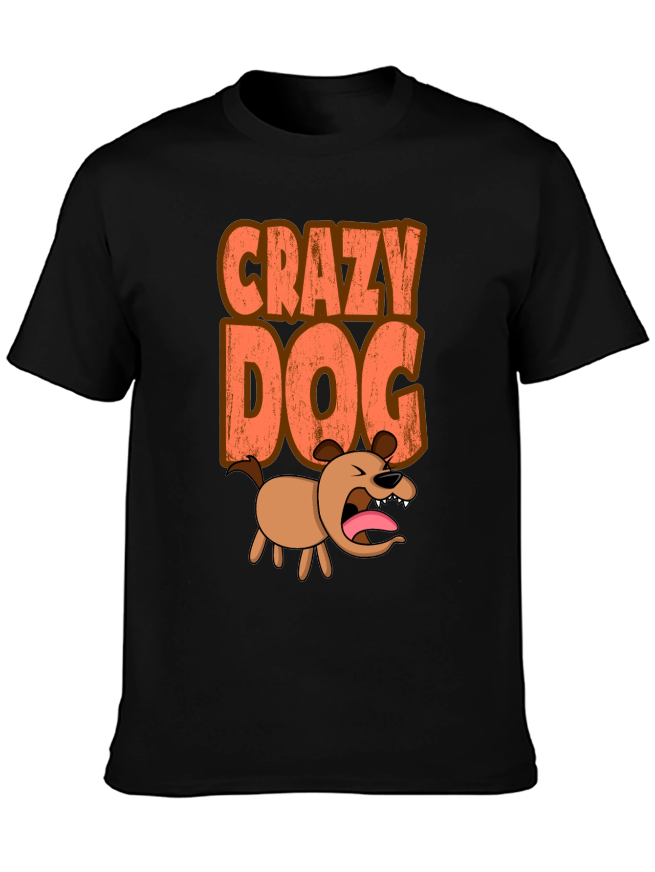 Crazy Dog Graphic Tee - Black Short Sleeve Shirt