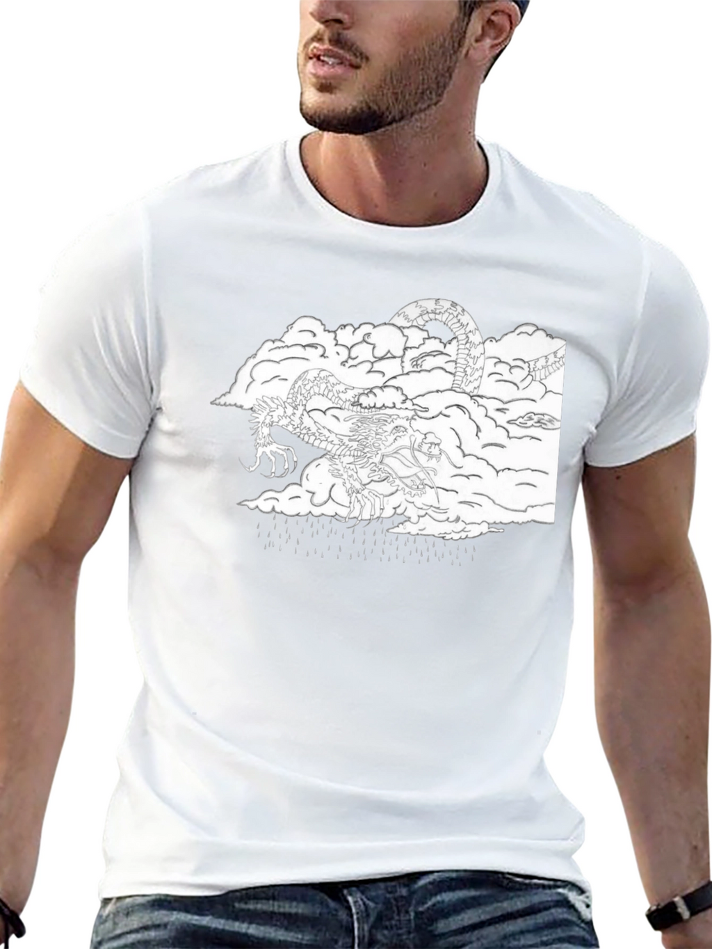Dragon in Clouds Black Graphic Tee
