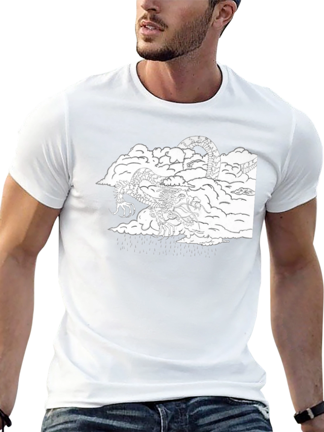 Dragon in Clouds Black Graphic Tee