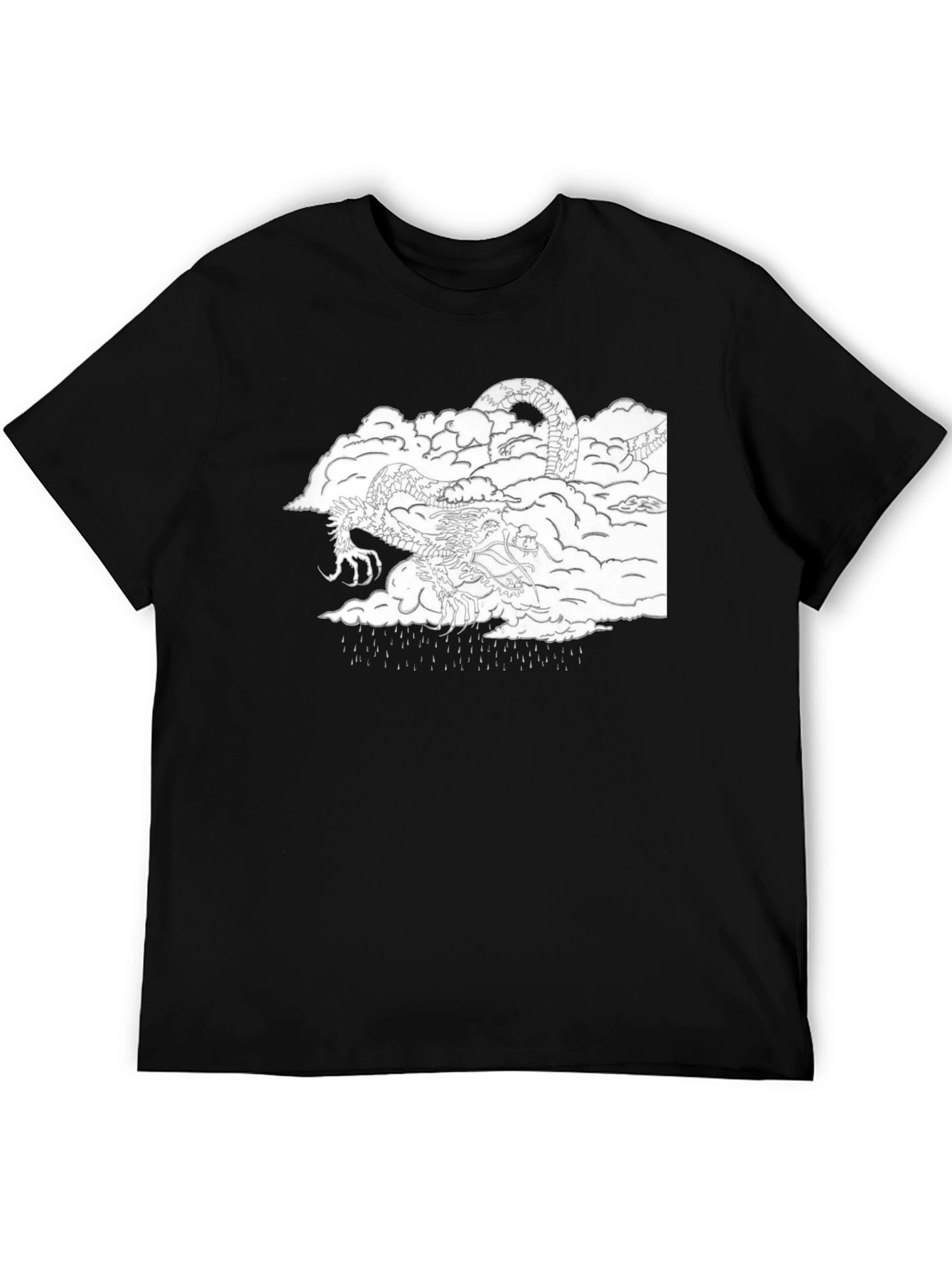 Dragon in Clouds Black Graphic Tee