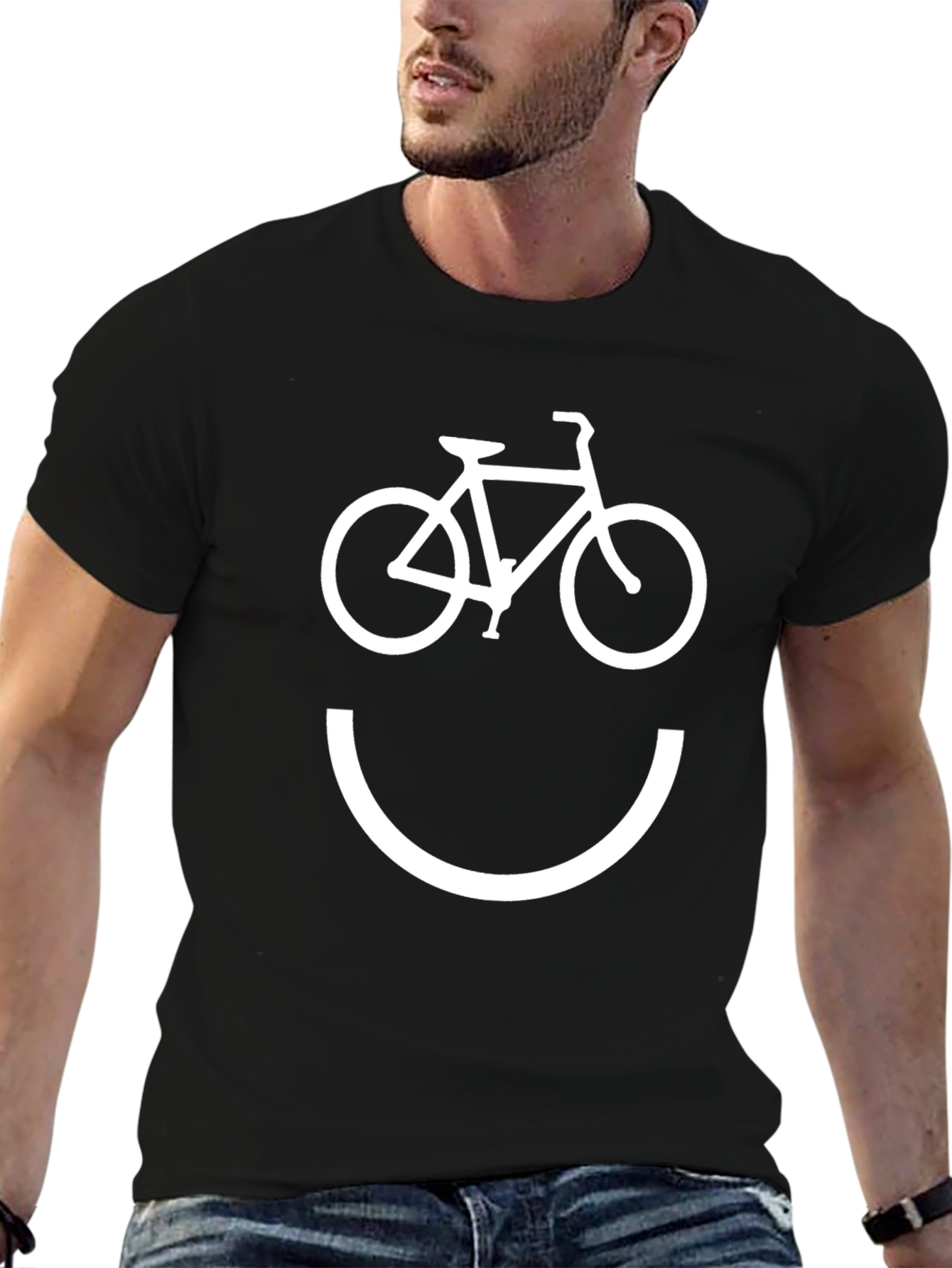 Bike Smile Graphic Tee - Black Cotton T-Shirt