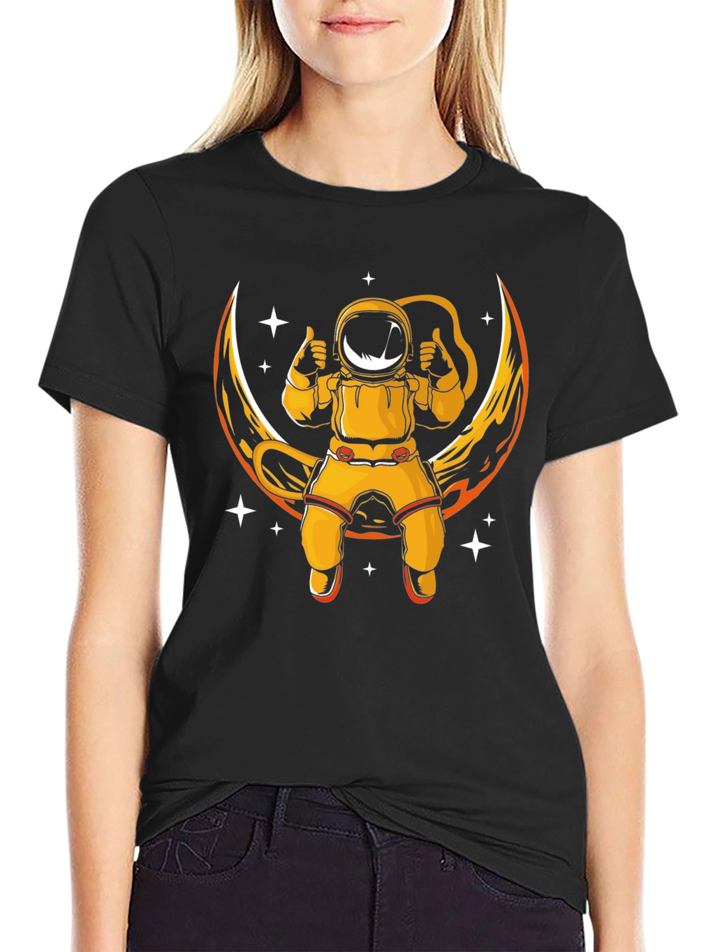 Astronaut Moon Graphic T-Shirt - Black