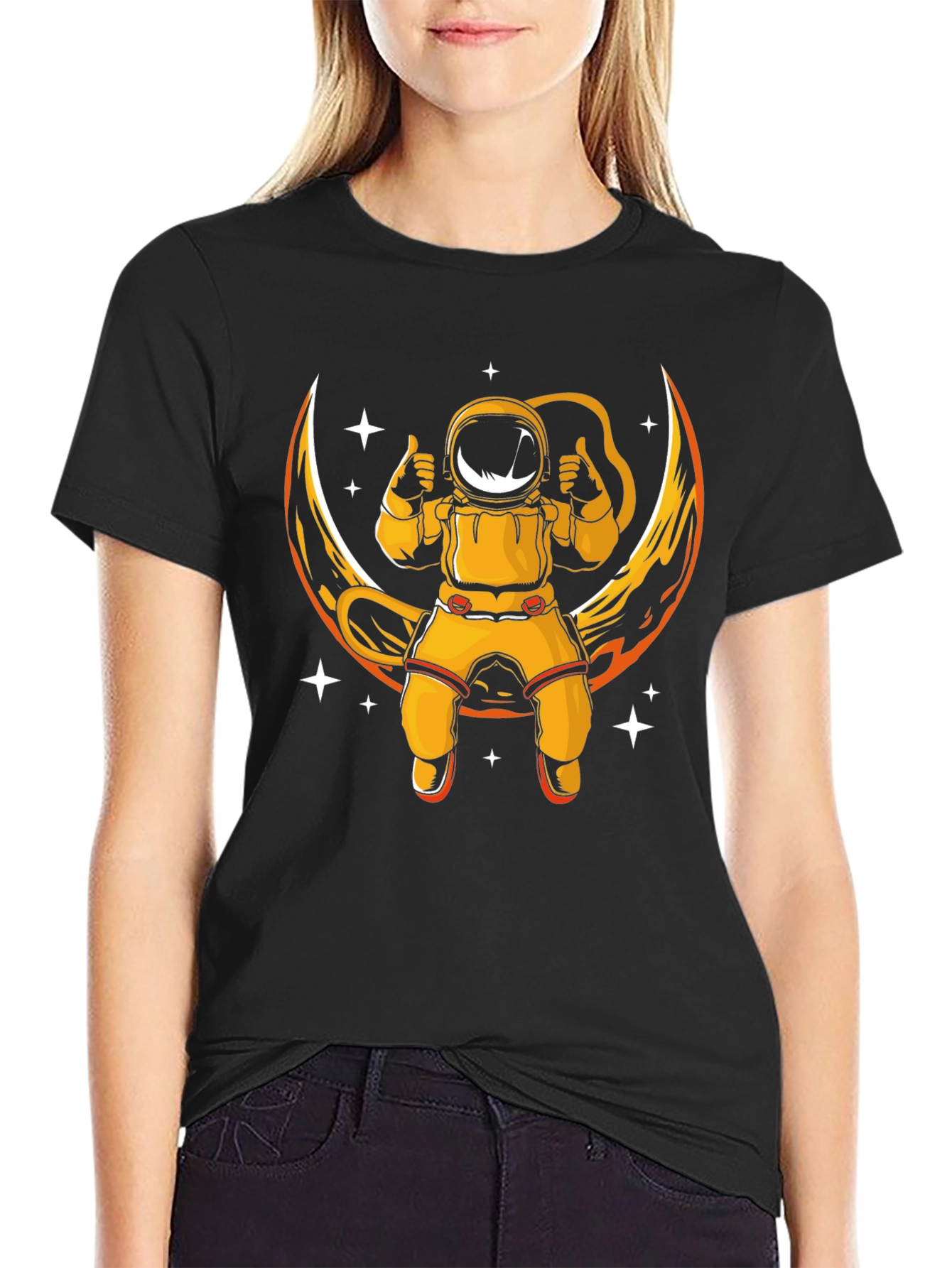 Astronaut Moon Graphic T-Shirt - Black