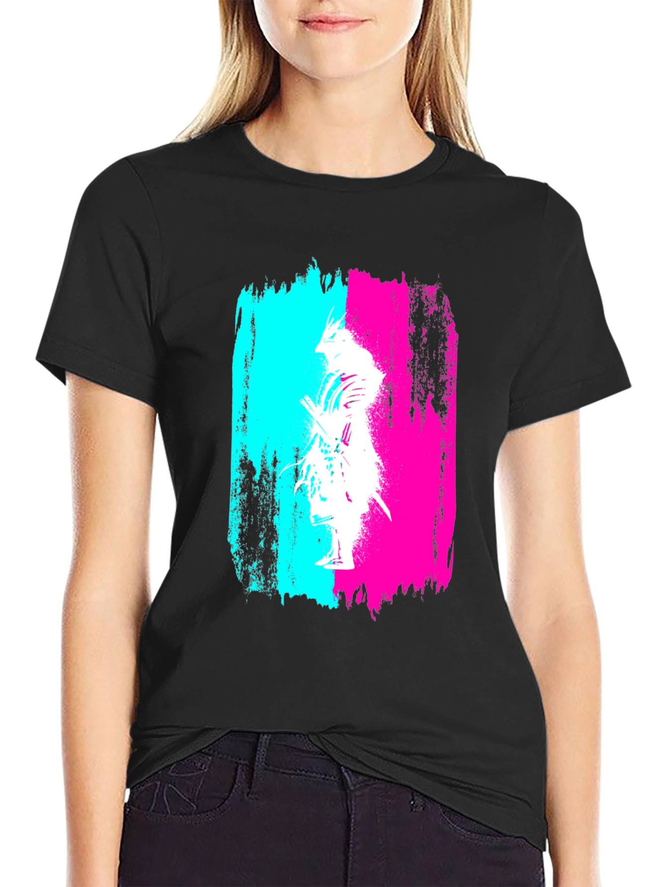 Abstract Samurai Graphic Black T-Shirt
