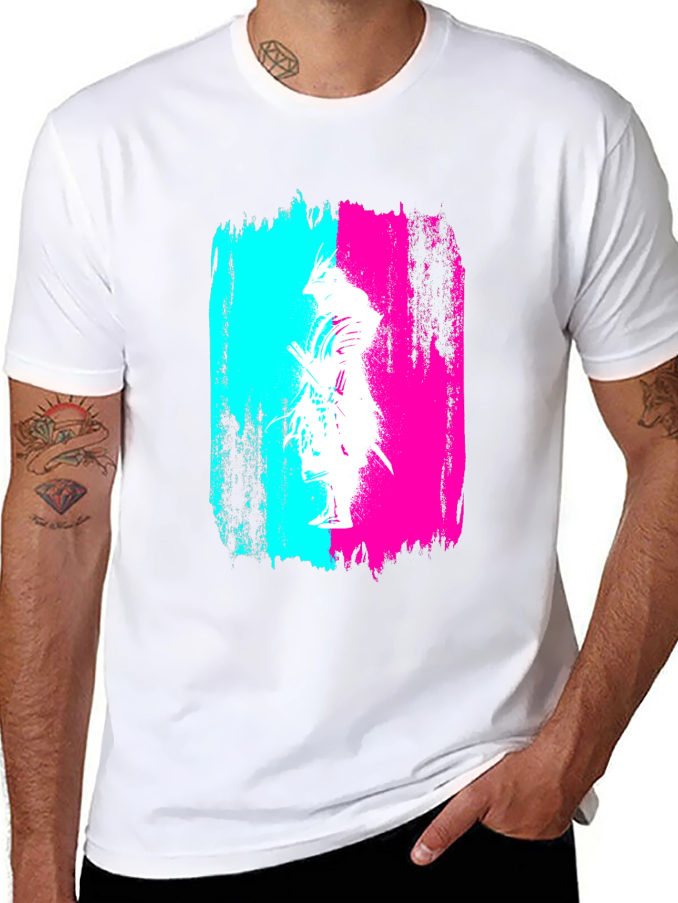 Abstract Samurai Graphic Black T-Shirt