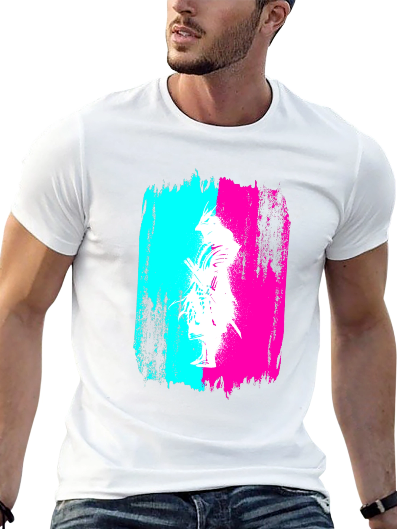 Abstract Samurai Graphic Black T-Shirt