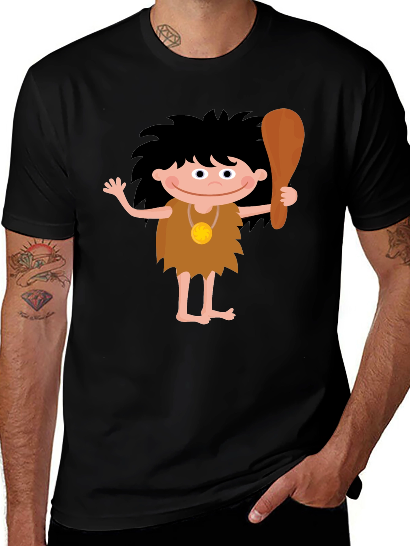 Cartoon Caveman Graphic T-Shirt