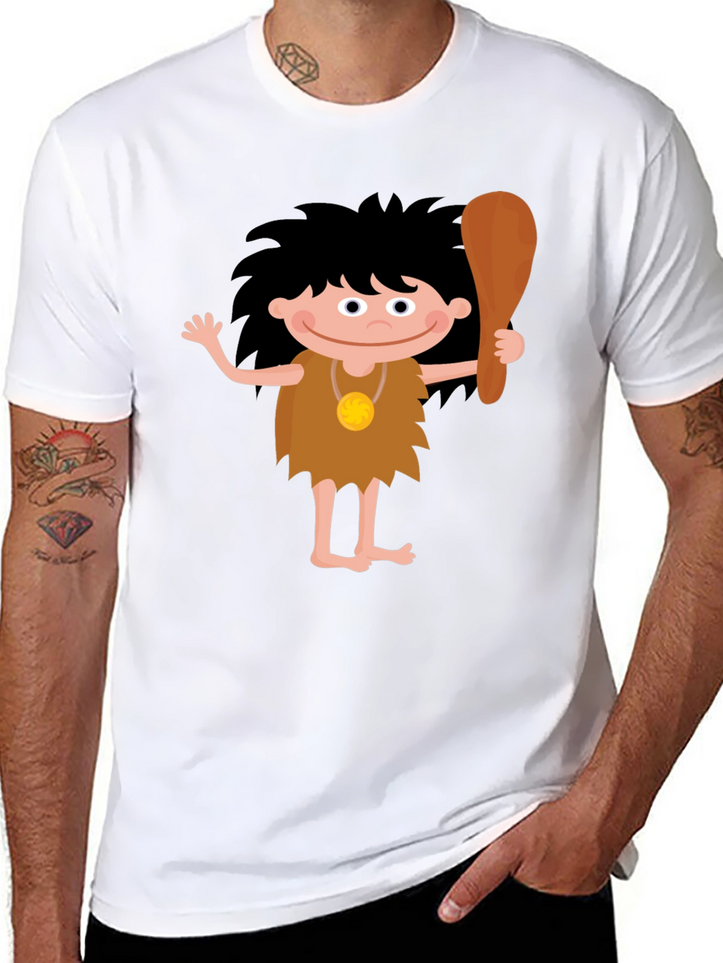 Cartoon Caveman Graphic T-Shirt