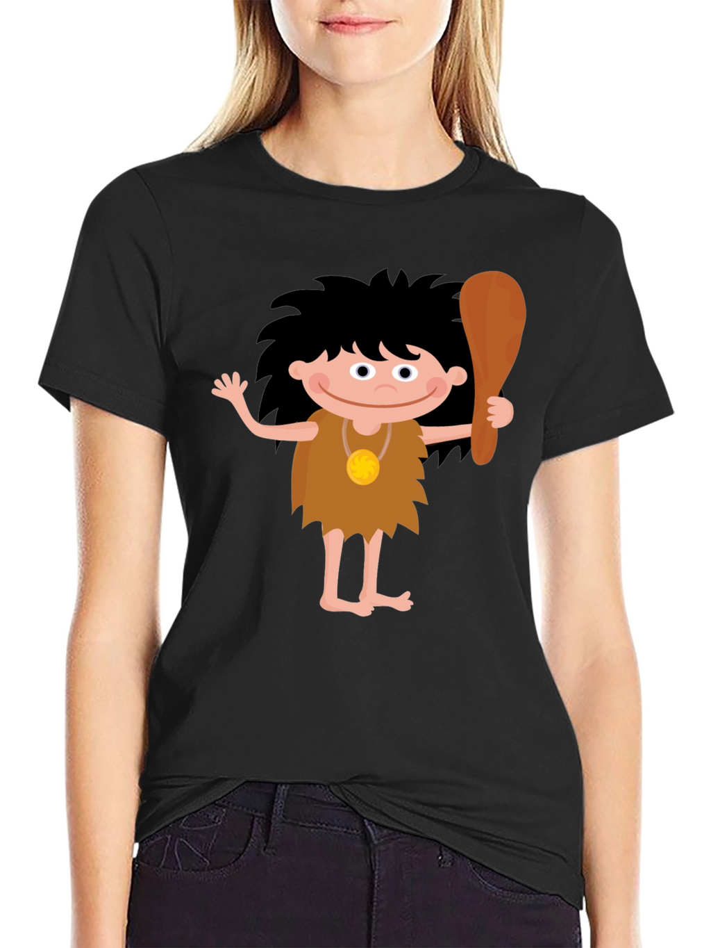 Cartoon Caveman Graphic T-Shirt