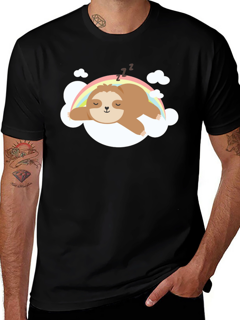 Cute Sloth Rainbow Cloud T-Shirt