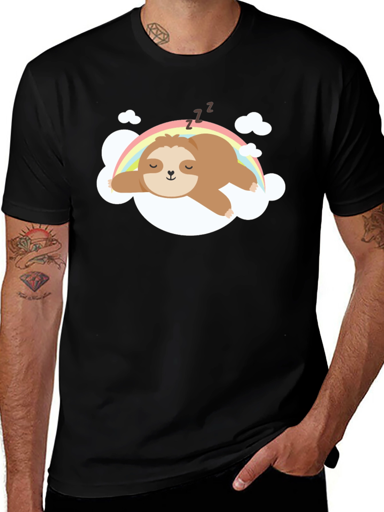 Cute Sloth Rainbow Cloud T-Shirt
