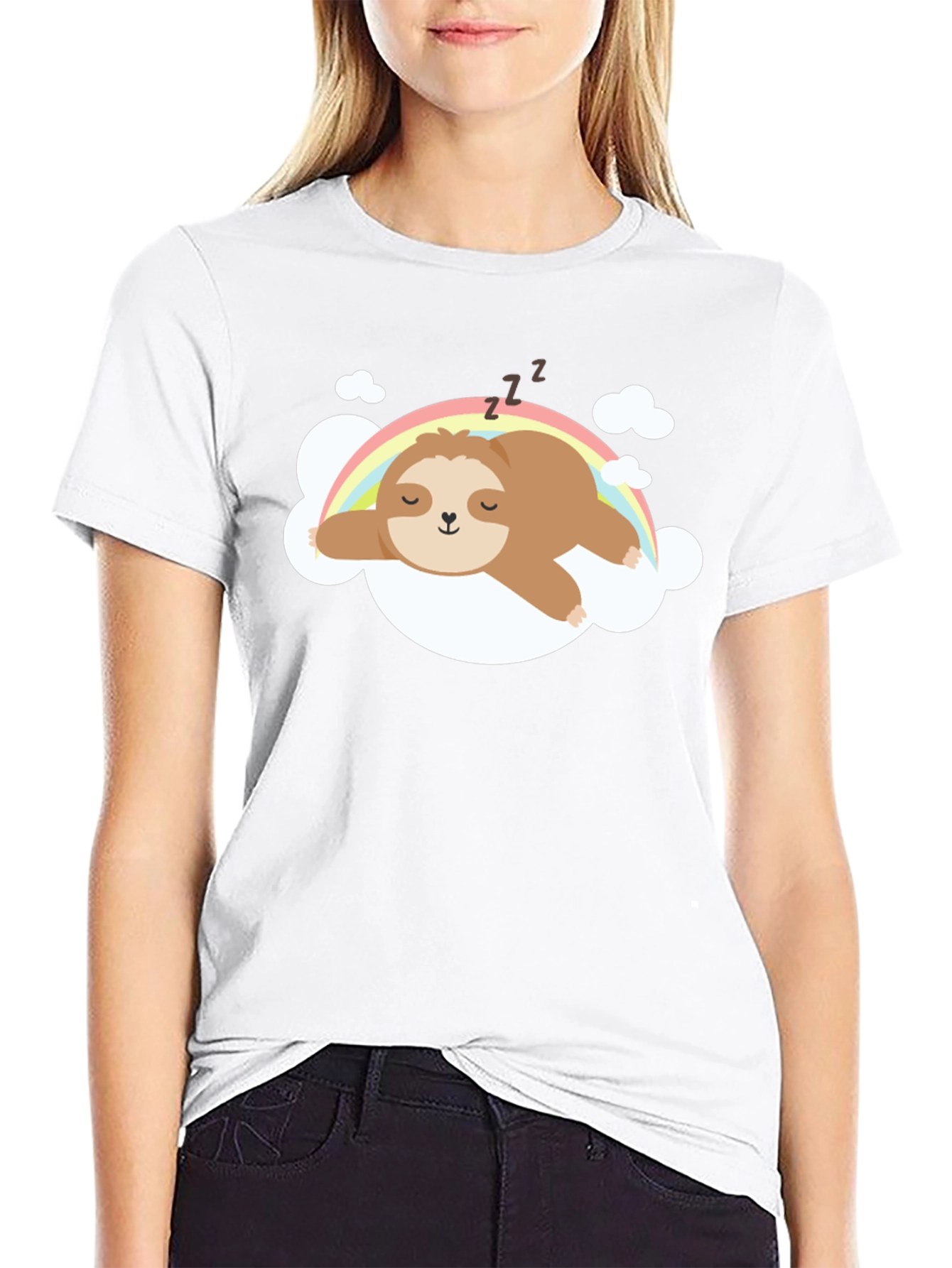 Cute Sloth Rainbow Cloud T-Shirt