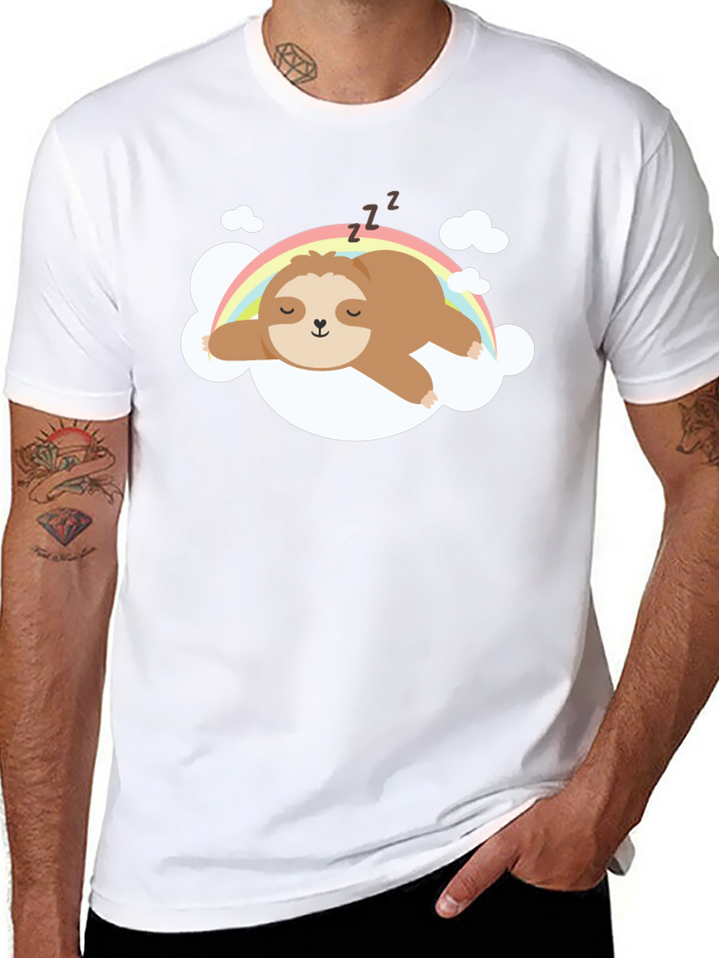 Cute Sloth Rainbow Cloud T-Shirt