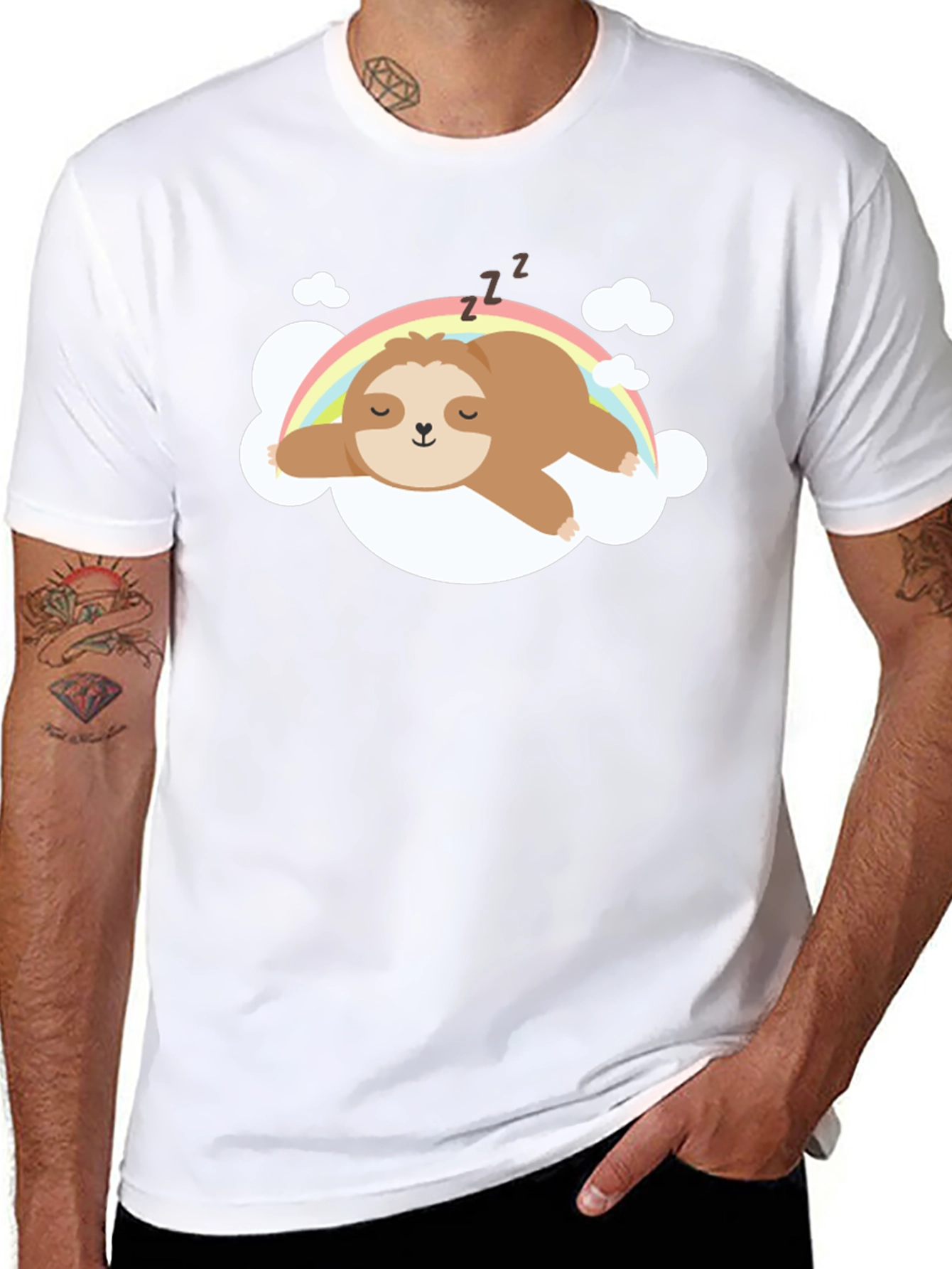 Cute Sloth Rainbow Cloud T-Shirt
