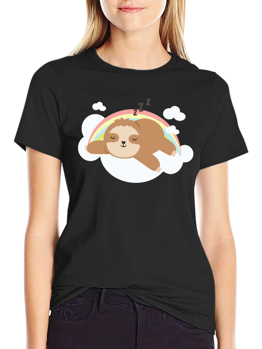 Cute Sloth Rainbow Cloud T-Shirt