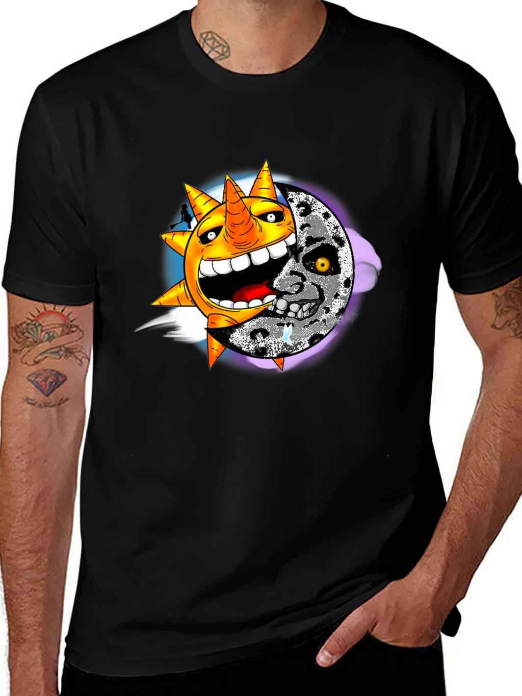 Sun & Moon Graphic Black T-Shirt