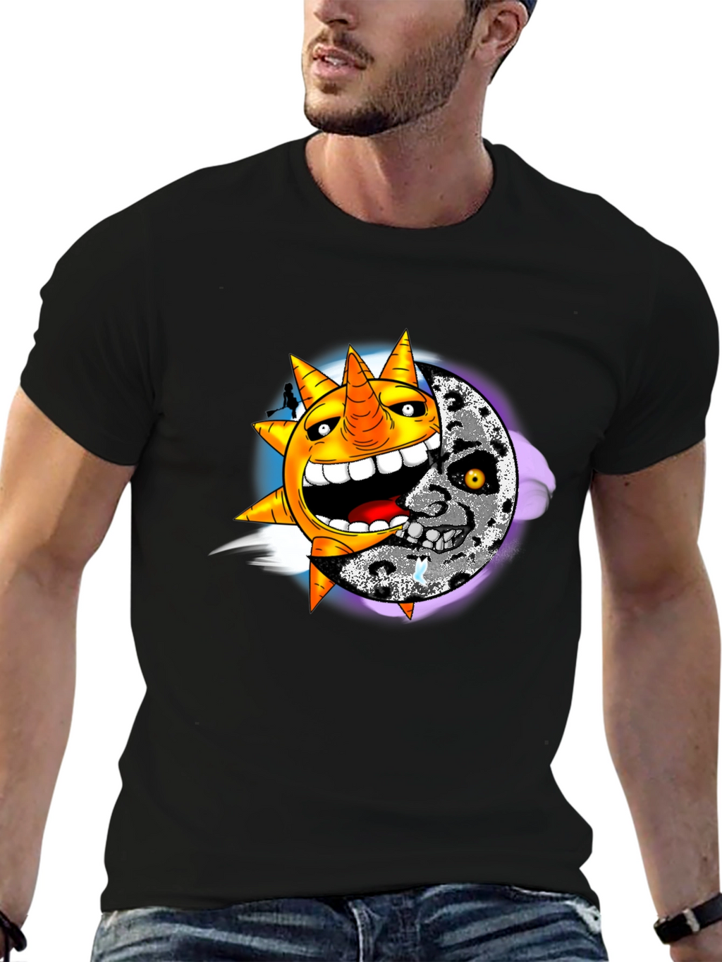 Sun & Moon Graphic Black T-Shirt