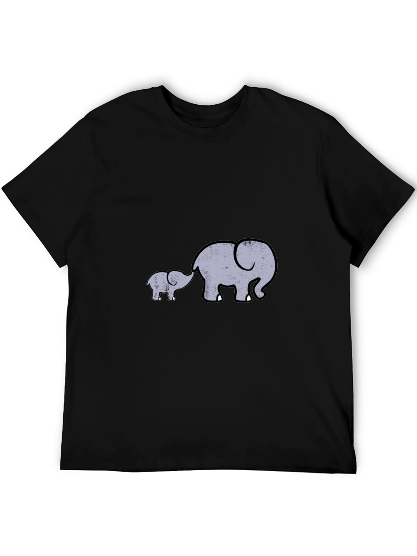 Elephant Family Graphic Tee - Black Casual Comfort