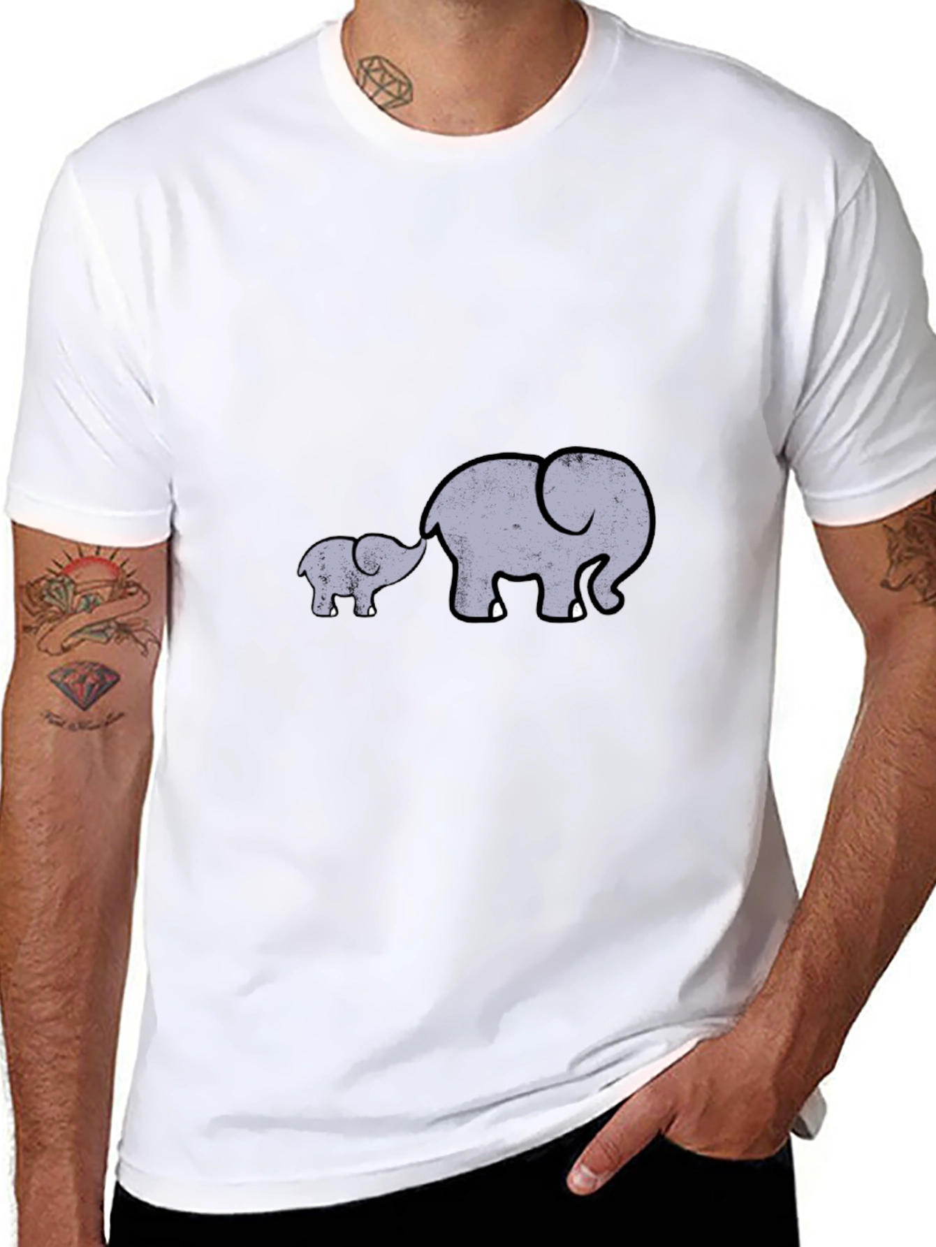 Elephant Family Graphic Tee - Black Casual Comfort