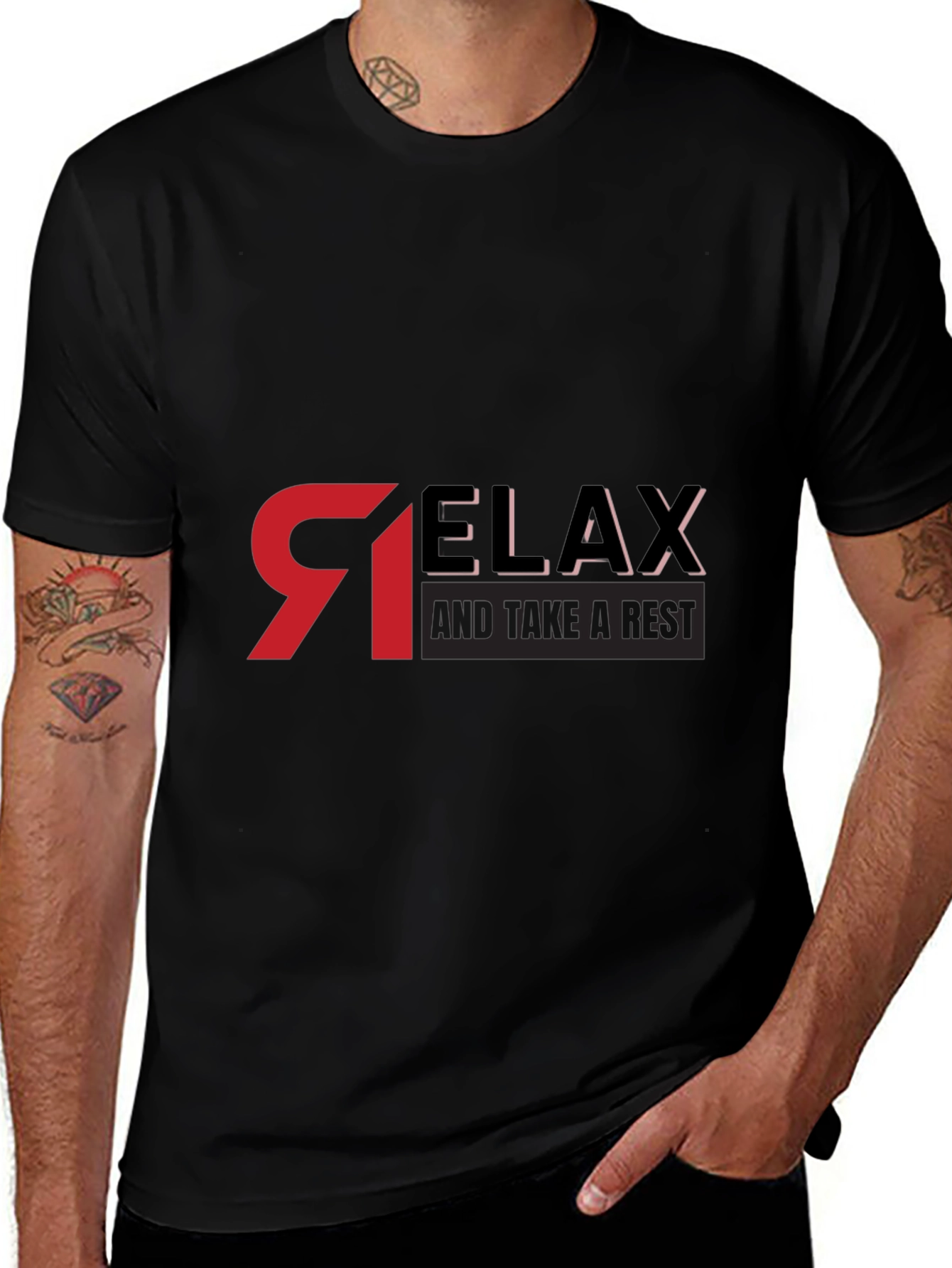 Relax Graphic Black T-Shirt - Casual Comfort