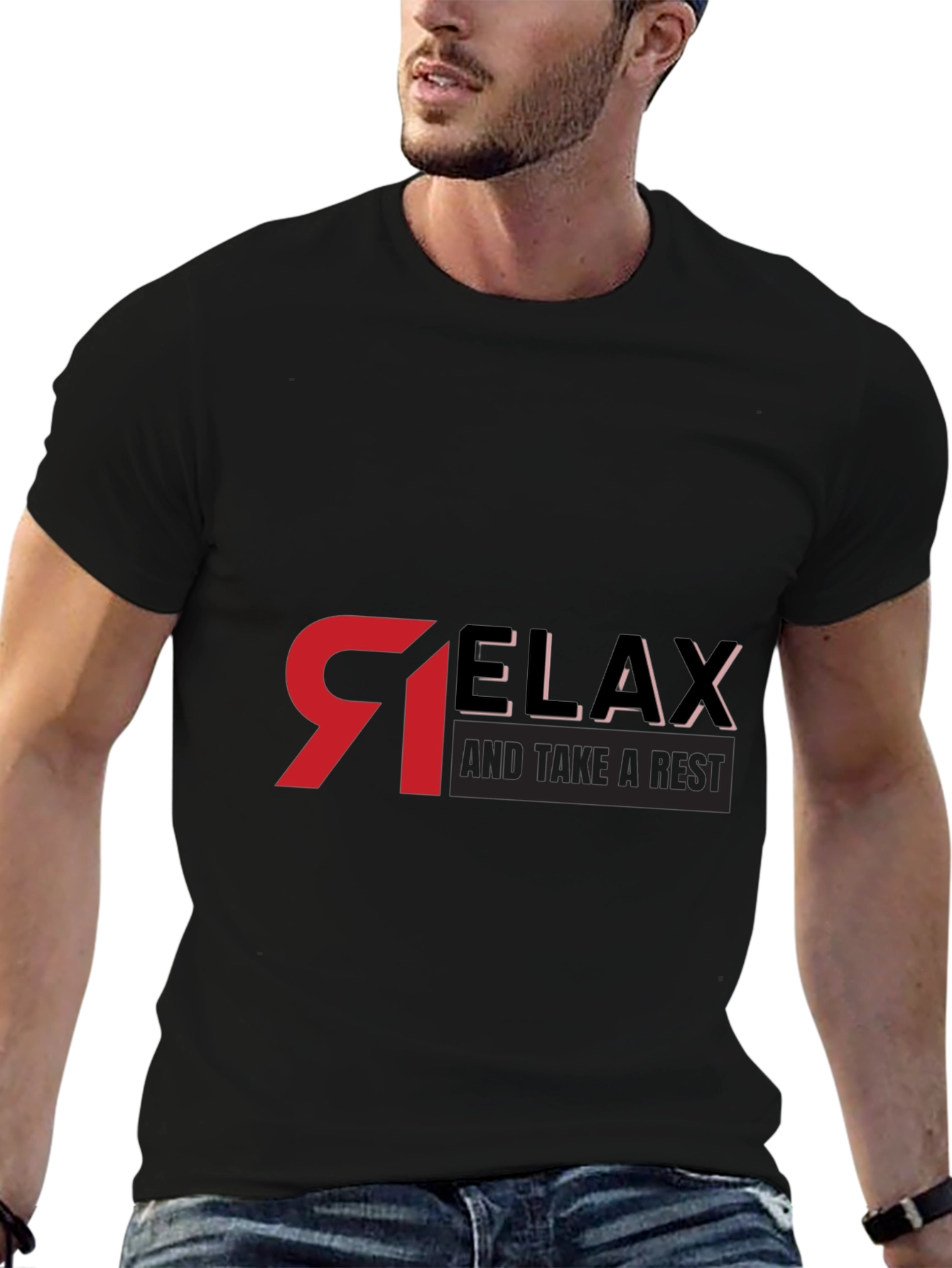 Relax Graphic Black T-Shirt - Casual Comfort