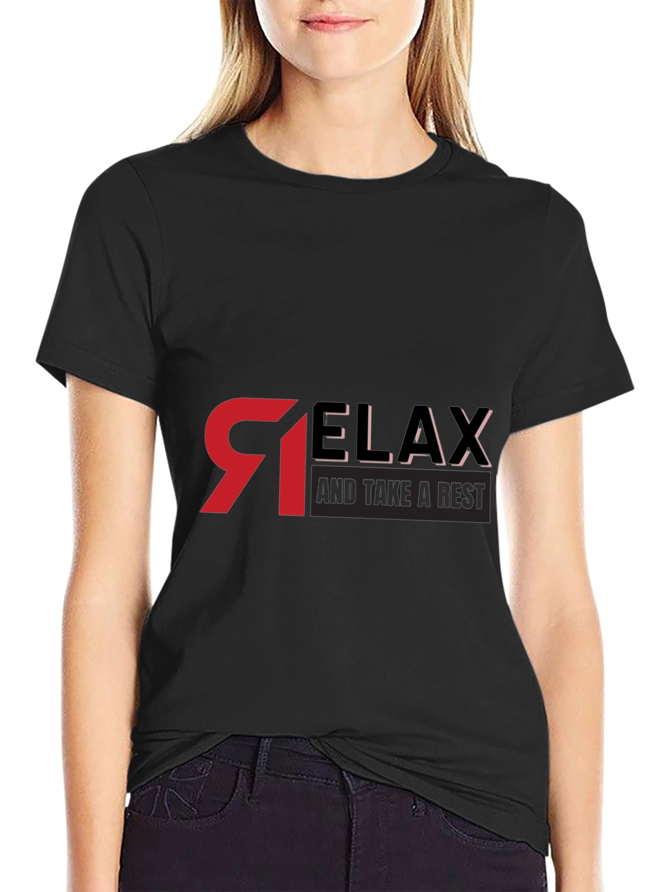 Relax Graphic Black T-Shirt - Casual Comfort