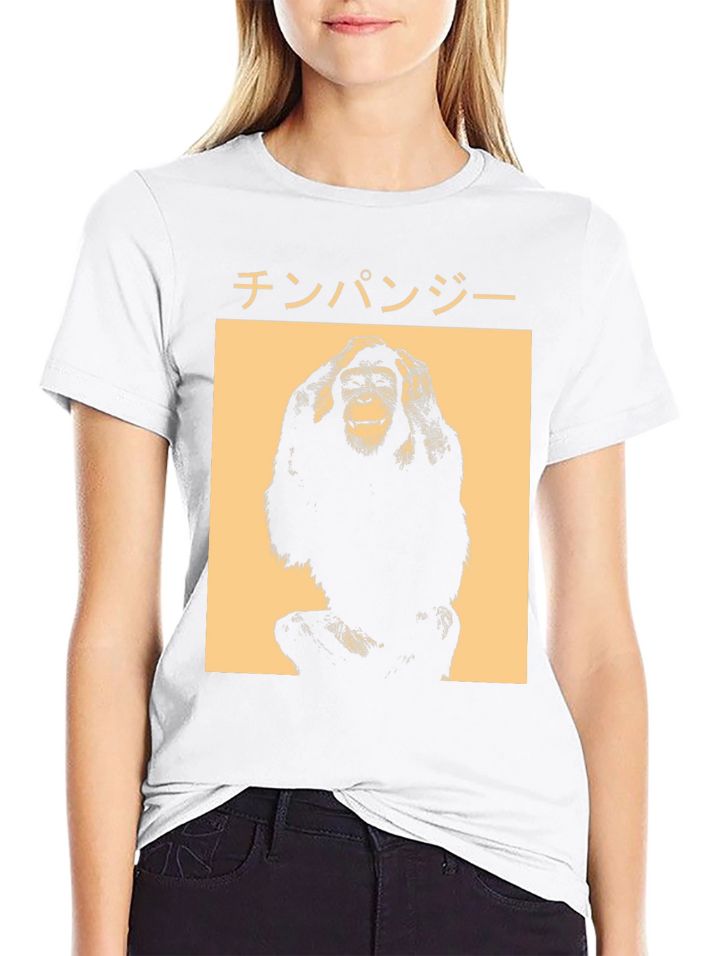 Chimpanzee Graphic T-Shirt - Japanese Text