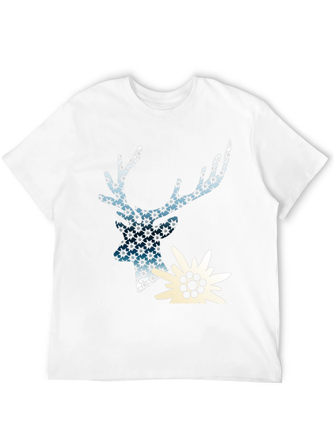 Deer & Edelweiss Graphic Black T-Shirt